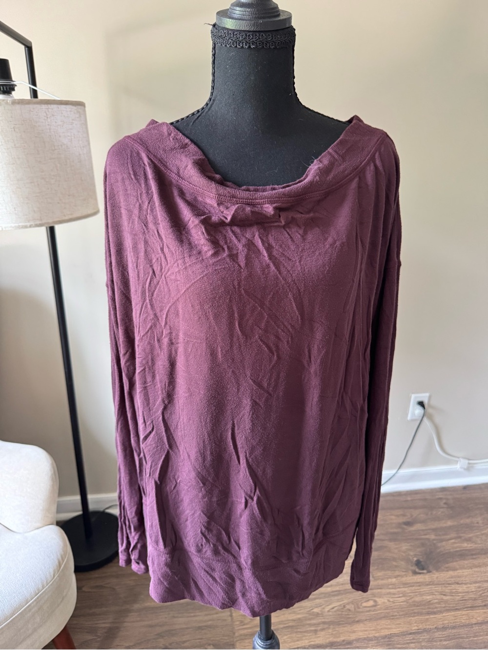 Athleta Plum Cowl-Neck Long Sleeve Top